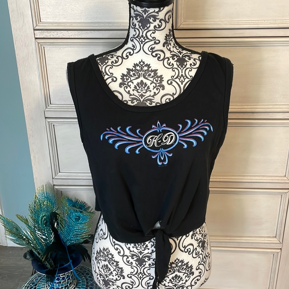 Vintage 80s what is Harley Davison Tie front crop top